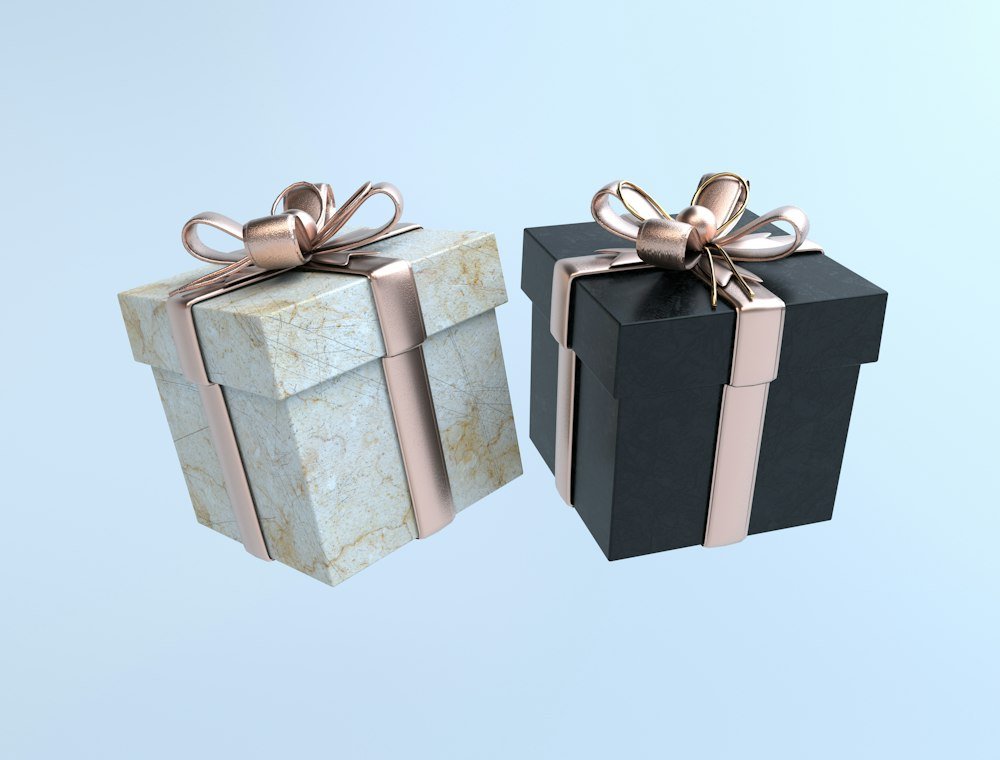 Corporate gift boxes with ribbons